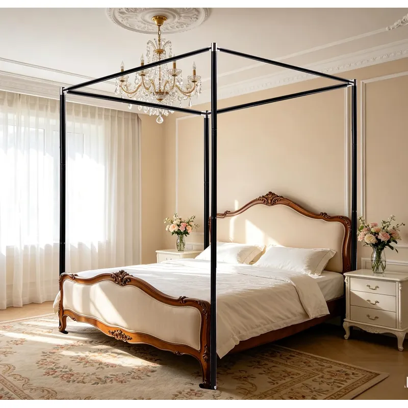 Canopy Bed Frame Metal Queen - Edelstahl-Himmelbettgestell Queen-Size Verdicktes Queen-Himmelbettgestell für Metallbett