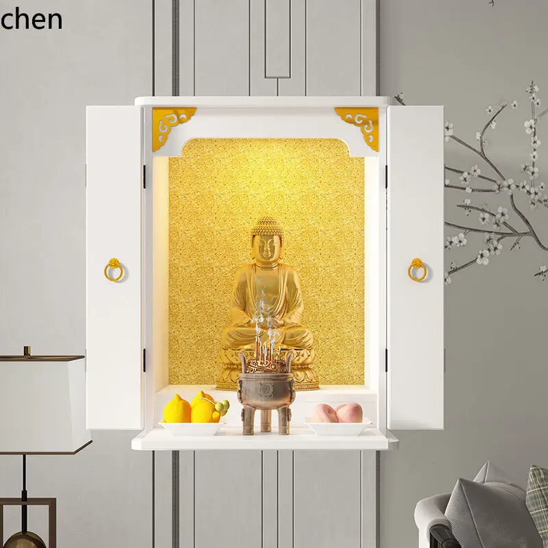 Tables - r5.20 Haushalts-Buddha-Schrein mit Tür, Opfergabentisch, schlichter