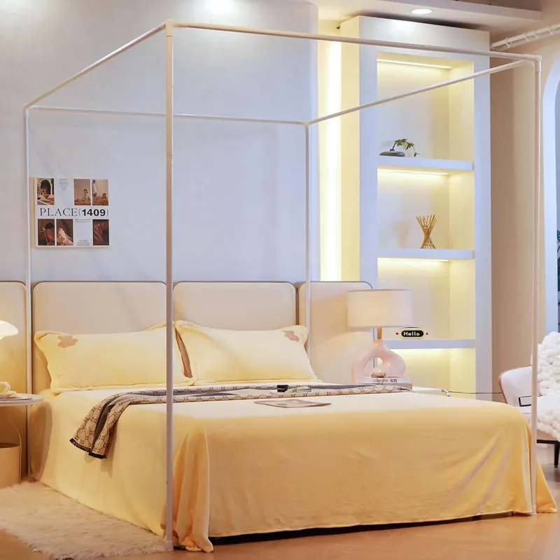 Canopy Bed Frame Metal Queen - Hochwertiger Bettrahmen-Ständer für Queen-Size-Betten, verstärkte Metallstangen,