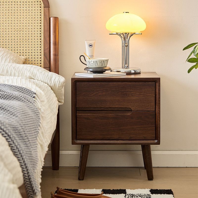 Solid Wood Nightstand 2 Drawers - Nachttische aus Holz, Vintage-Nachttische, luxuriöser Schlafzimmer-Nachttisch,