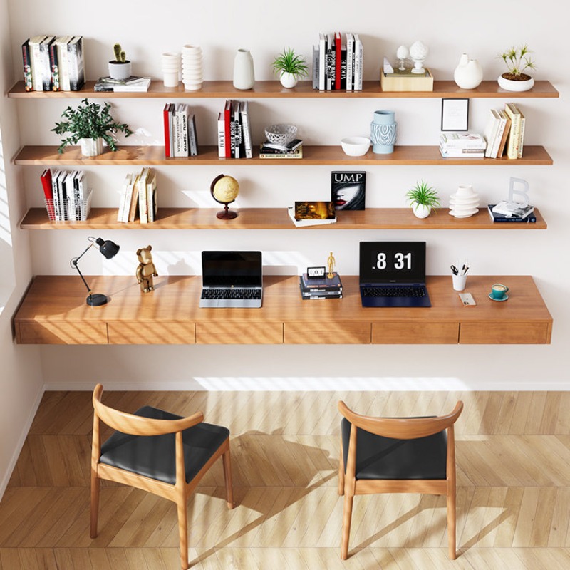 Bedroom Furniture - Nordischer Kreativer Massivholz-Computertisch Moderner Schlafzimmer-Schwebetisch Wandmontierter