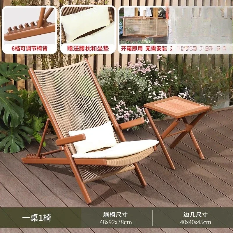 Sofas - r5.13 Balkon-Loungesessel, Klappbarer Gartenstuhl mit Teetisch,