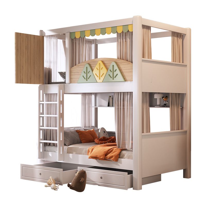 Bunk Bed With Stairs And Slide - Modernes Kinder-Etagenbett im Naturthema mit Rutsche,