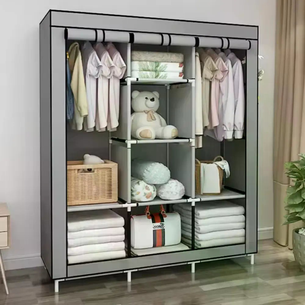 Wardrobe Closet Portable Fabric Cover - 64-Zoll tragbarer, abgedeckter Kleiderschrank aus Vliesstoff,