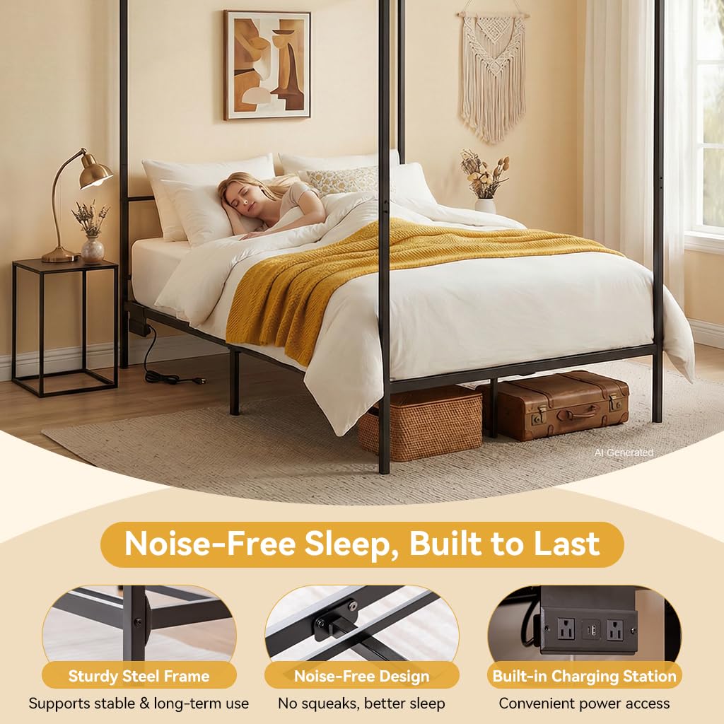 Himmelbettgestell Queen-Size a – Canopy Bed Frame Metal Queen Bewertung und Preis