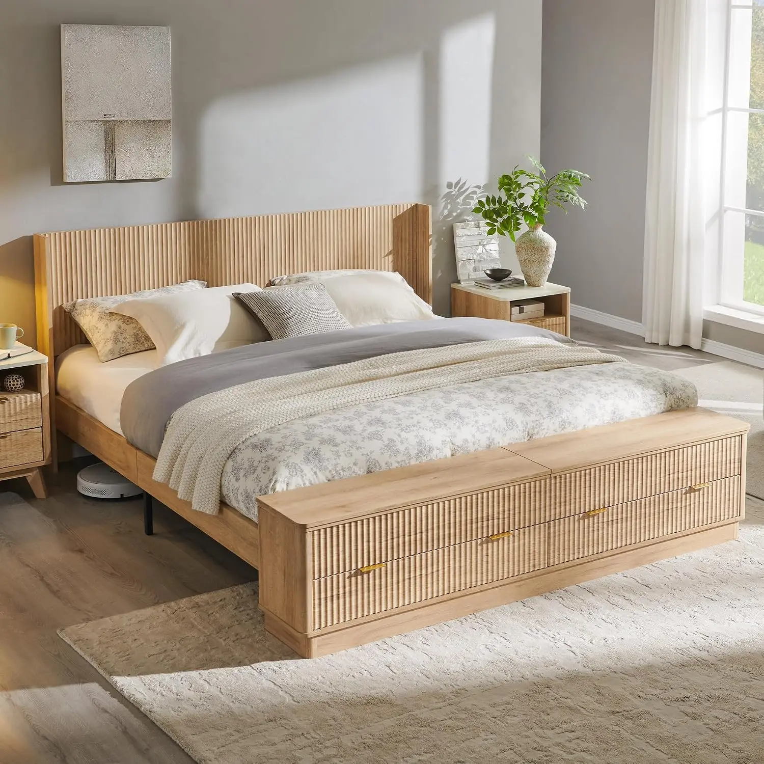Gerilltes Kingsize-Bettgestell – King Size Bed Frame With Storage Drawers Bewertung und Preis