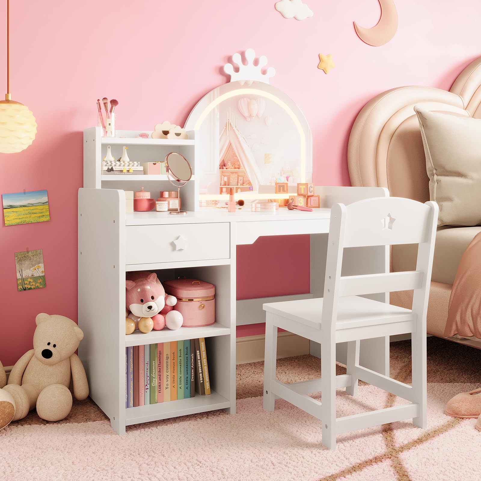 Kinder-Schminktisch & Stuhl-Se – Dressing Table Vanity With Lighted Mirror Bewertung und Preis