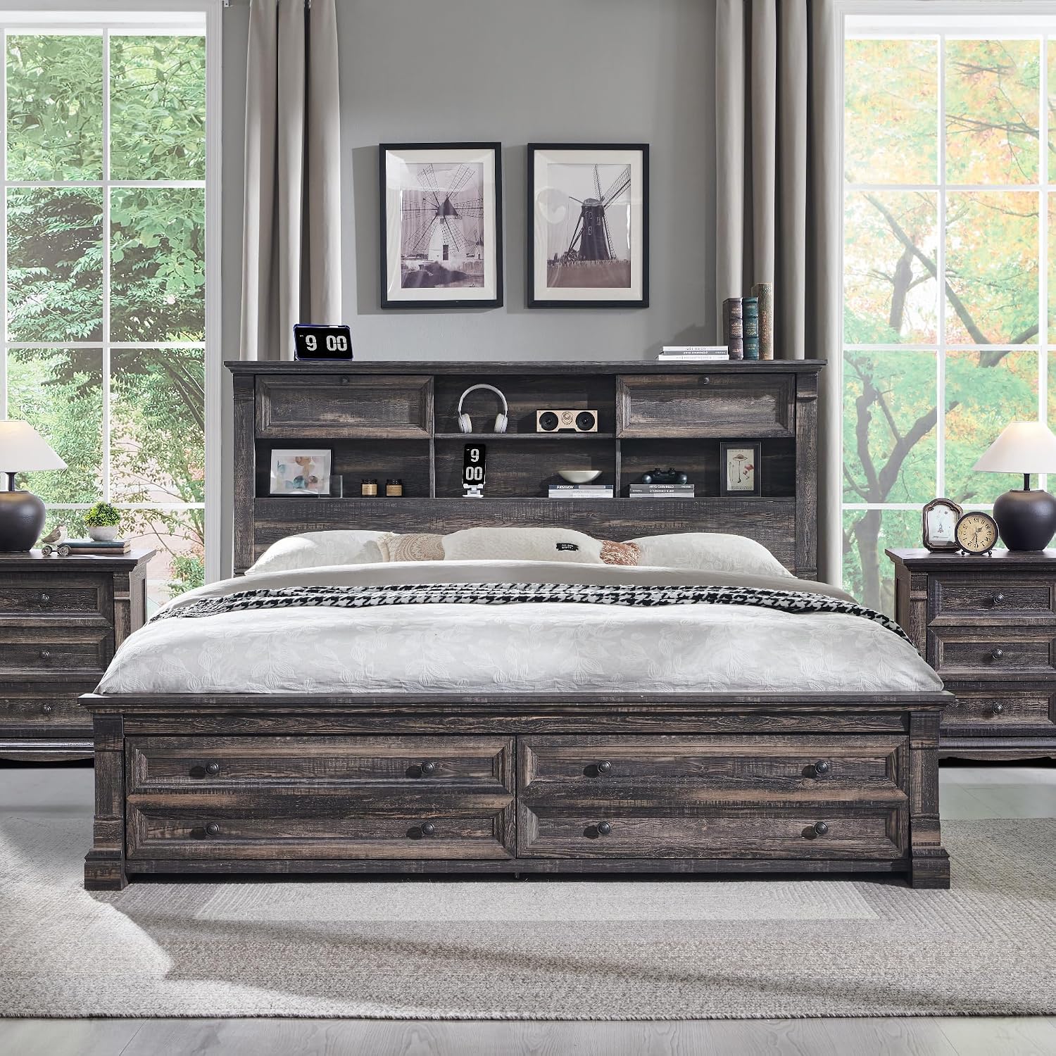 Kingsize-Bettgestell, 54 Zoll  – King Size Bed Frame With Storage Drawers Bewertung und Preis