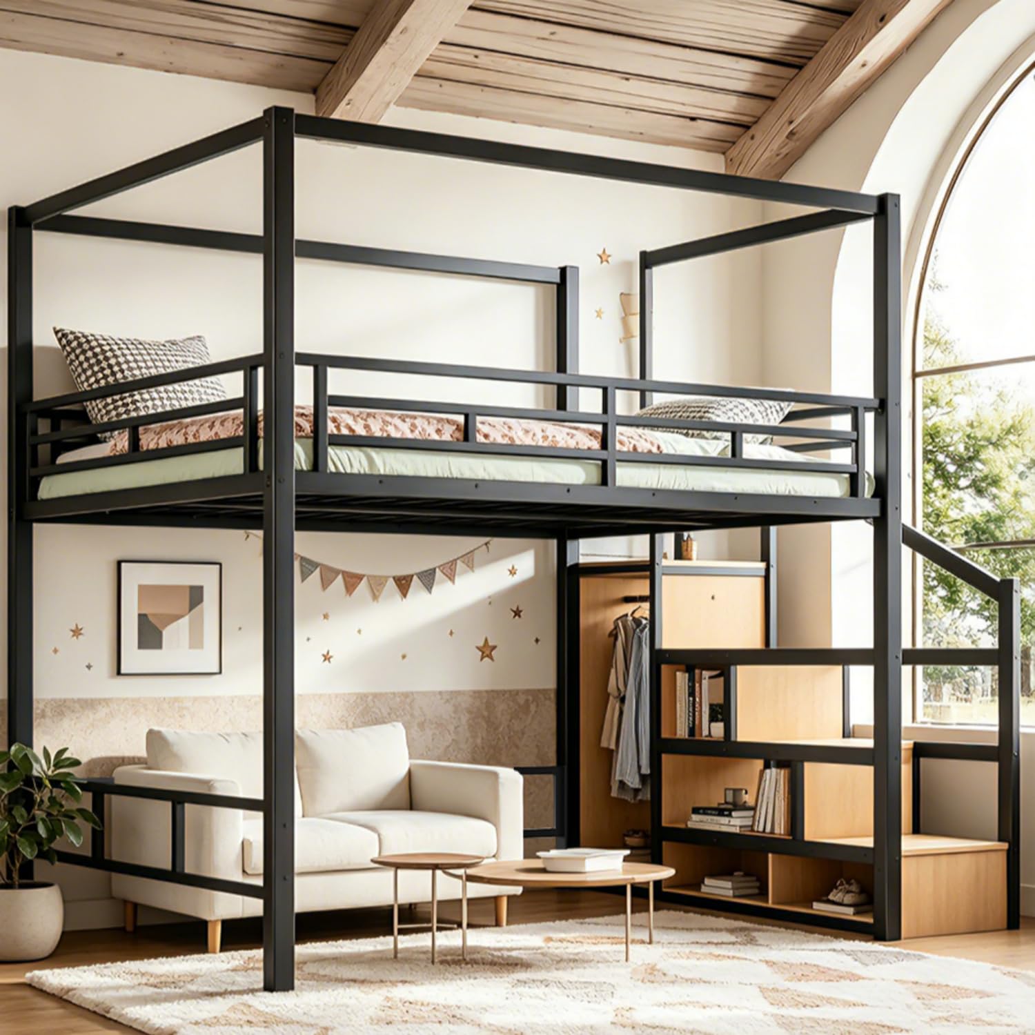 Queen-Loftbett mit Stauraum, T – Canopy Bed Frame Metal Queen Bewertung und Preis