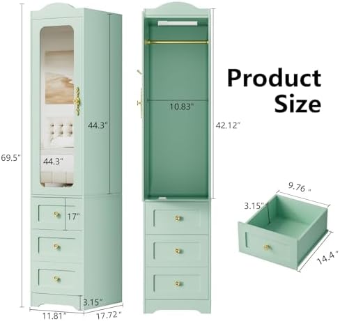 Kleiderschrank, 69,5 Zoll hohe – Full Length Mirror Jewelry Armoire Bewertung und Preis
