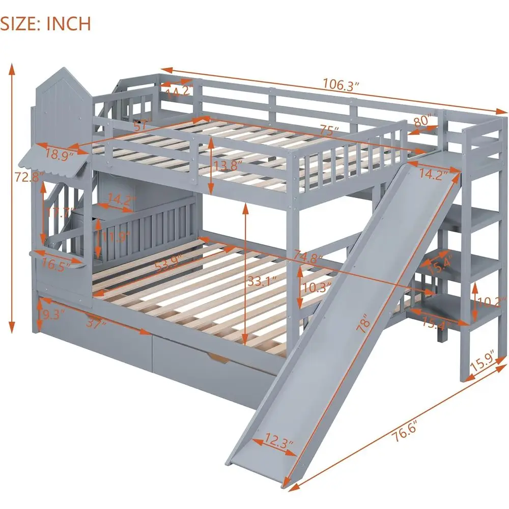 Vollgroßes Etagenbett mit Trep – Bunk Bed With Stairs And Slide Bewertung und Preis