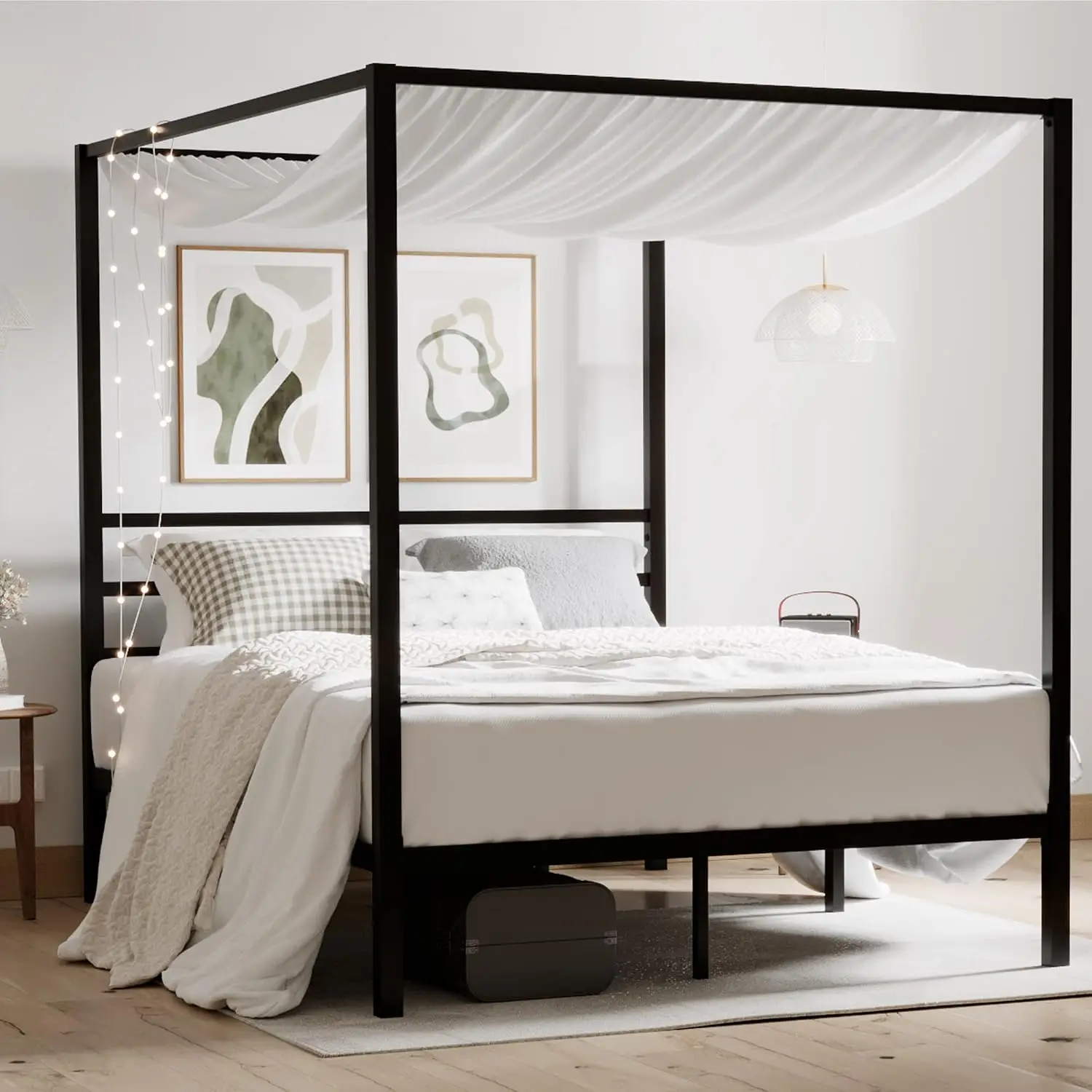 Queen-Size Metall-Himmelbettge – Canopy Bed Frame Metal Queen Bewertung und Preis
