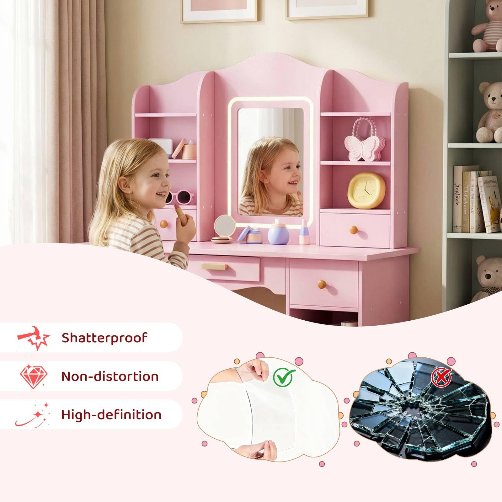 Kinder-Schminktisch mit 3-Farb – Dressing Table Vanity With Lighted Mirror Bewertung und Preis