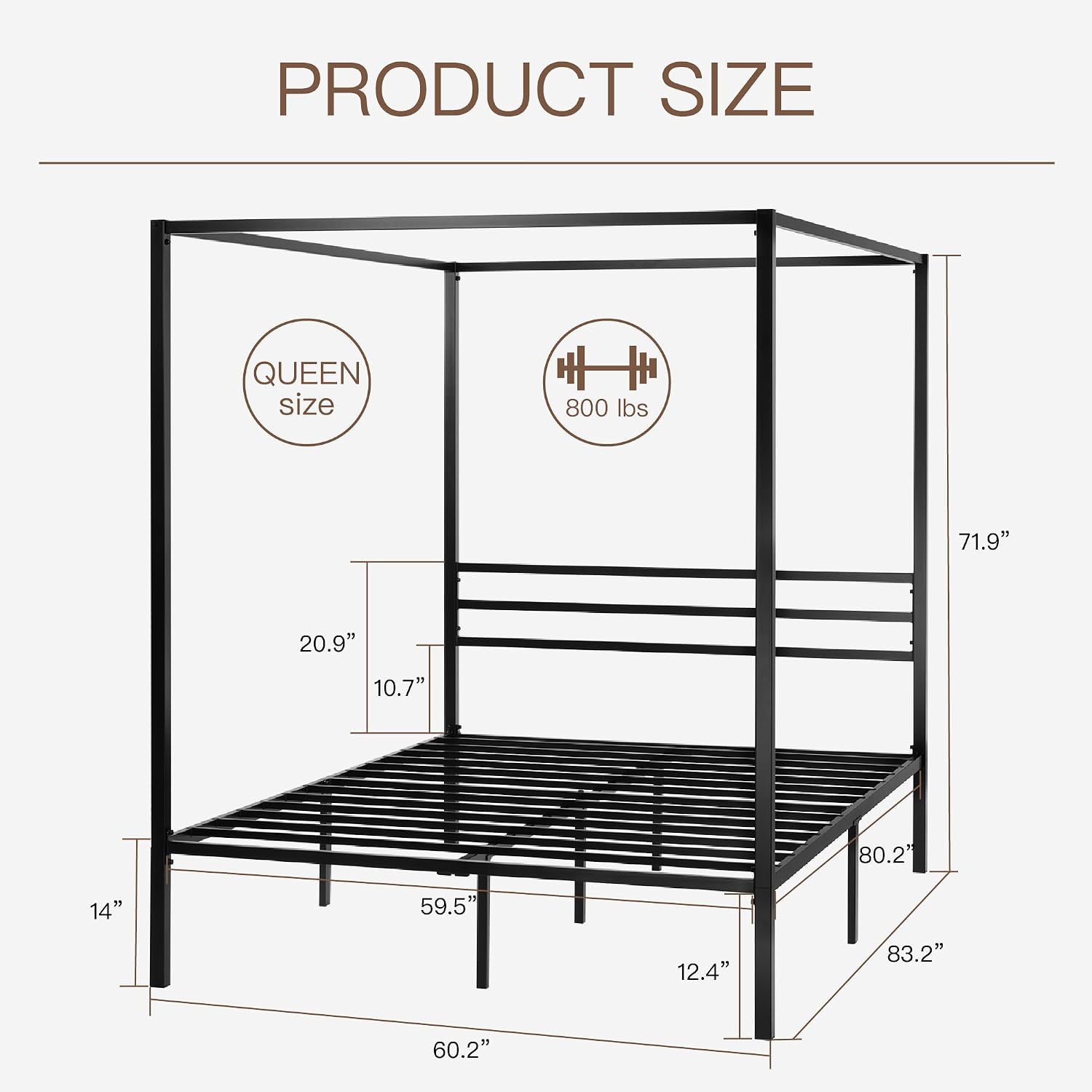 Metall-Himmelbettgestell in Qu – Canopy Bed Frame Metal Queen Bewertung und Preis