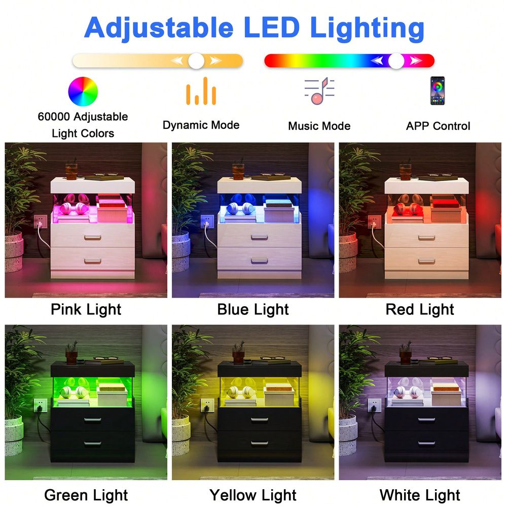 Schwarzer LED-Beistelltisch Na – Floating Nightstand With Led Light Bewertung und Preis