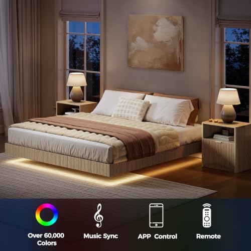 Schlafzimmer-Set, Queen-Size-S – Floating Nightstand With Led Light Bewertung und Preis