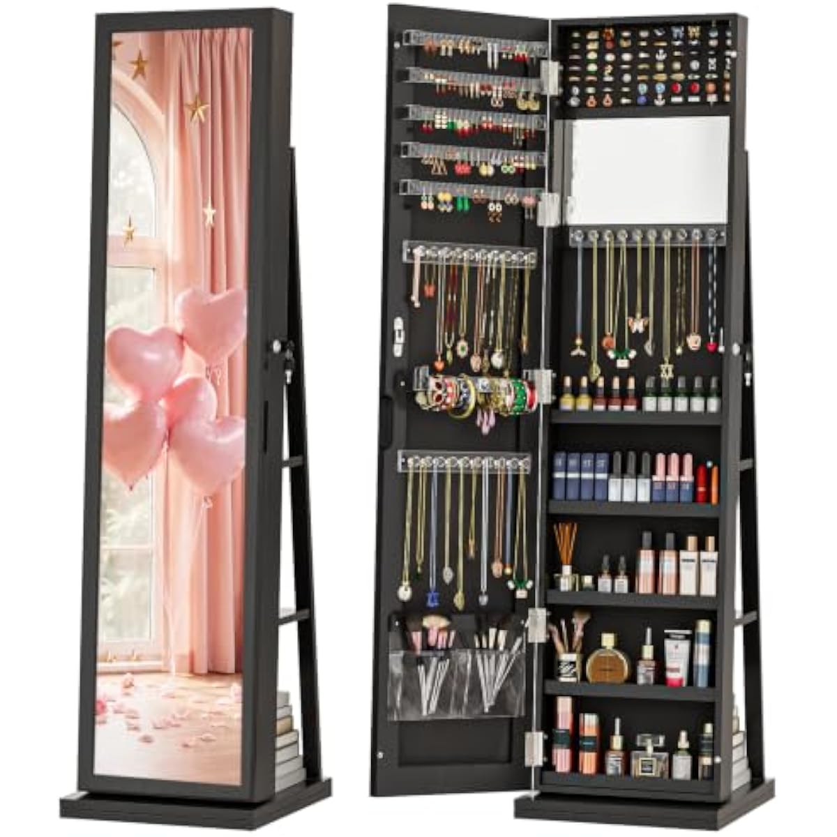 Eleganter schwarzer Schmucksch – Full Length Mirror Jewelry Armoire Bewertung und Preis