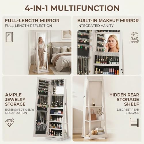 360 °   Drehbarer Schmuckschra – Full Length Mirror Jewelry Armoire Bewertung und Preis