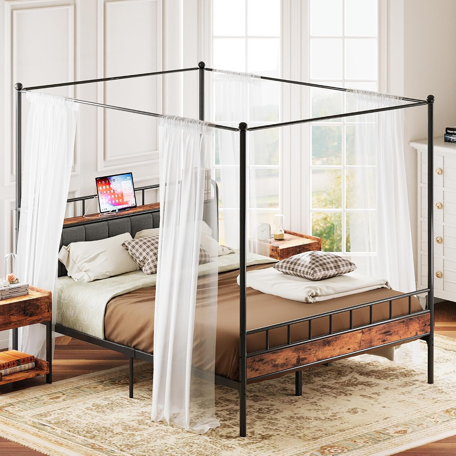 Queen-Size-Himmelbett mit Stau – Canopy Bed Frame Metal Queen Bewertung und Preis
