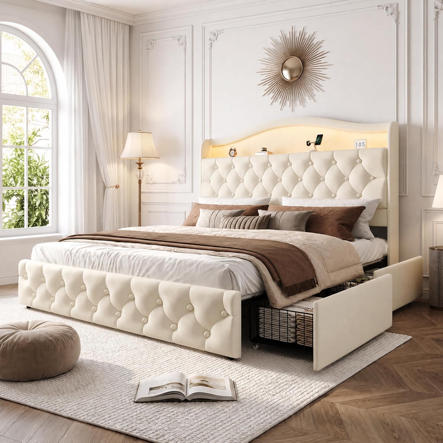 King-Size-Plattformbettgestell – King Size Bed Frame With Storage Drawers Bewertung und Preis