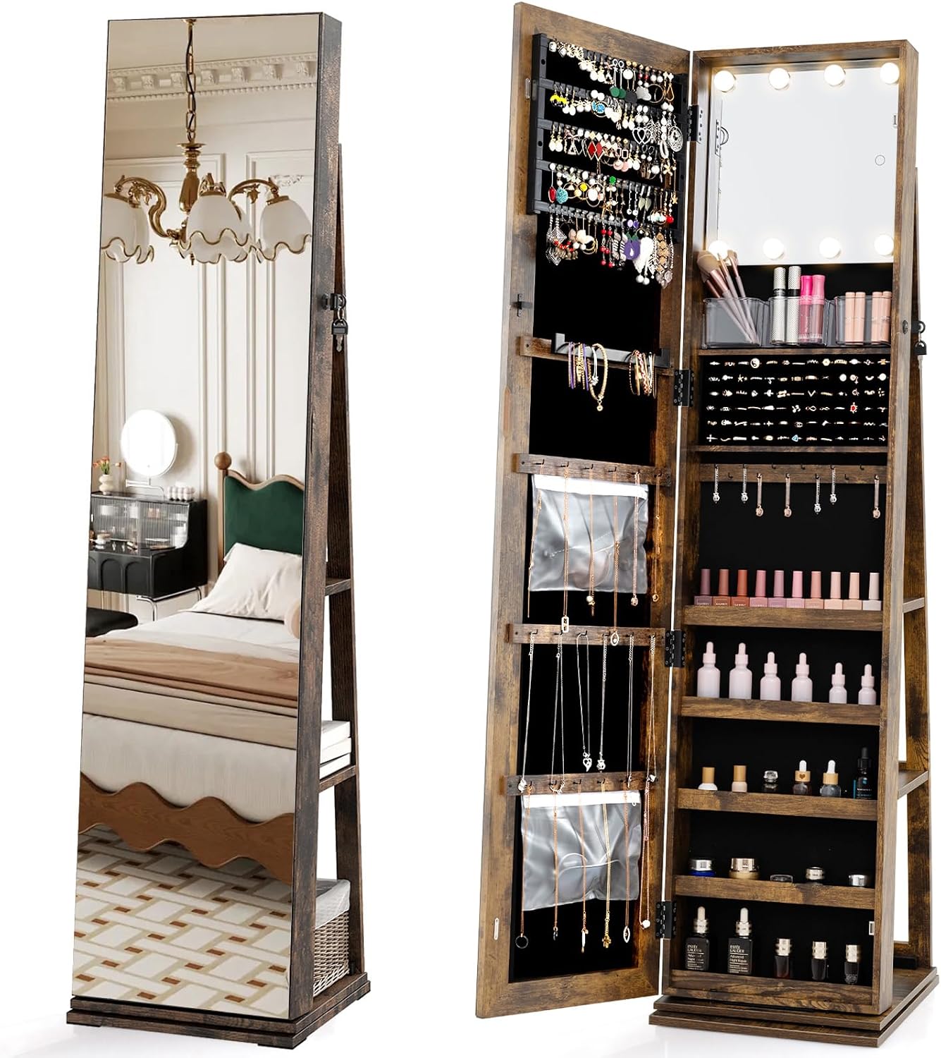 Drehbarer Schmuckschrank mit G – Full Length Mirror Jewelry Armoire Bewertung und Preis