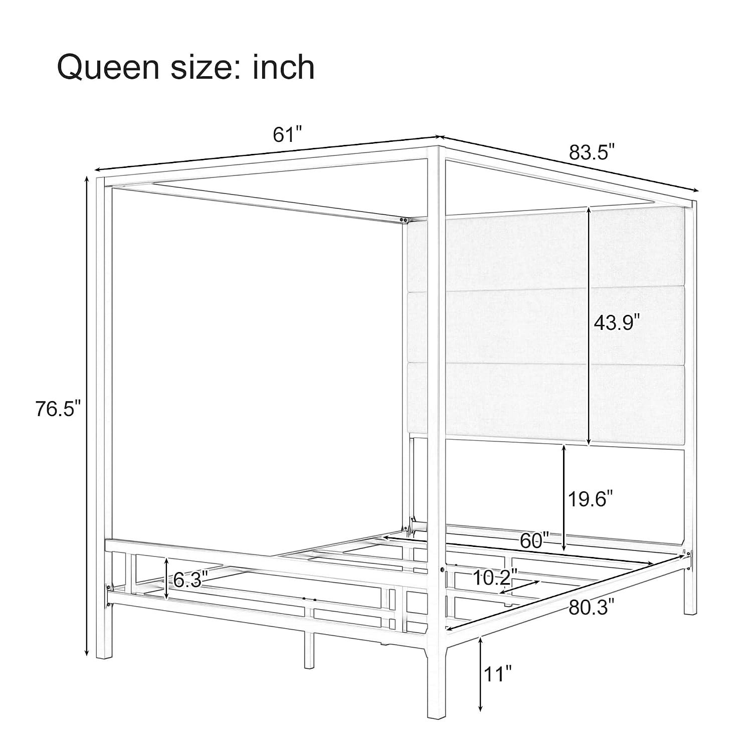 Queen-Size-Himmelbettgestell a – Canopy Bed Frame Metal Queen Bewertung und Preis