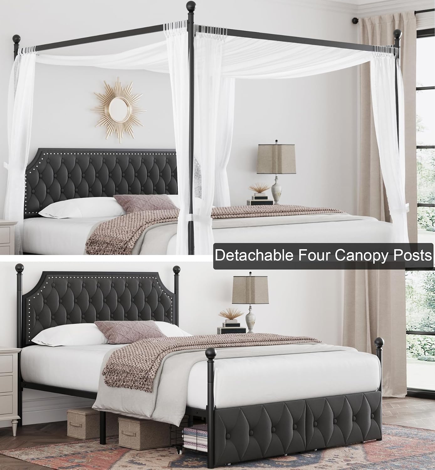 Bettgestell mit Himmelbett und – Canopy Bed Frame Metal Queen Bewertung und Preis