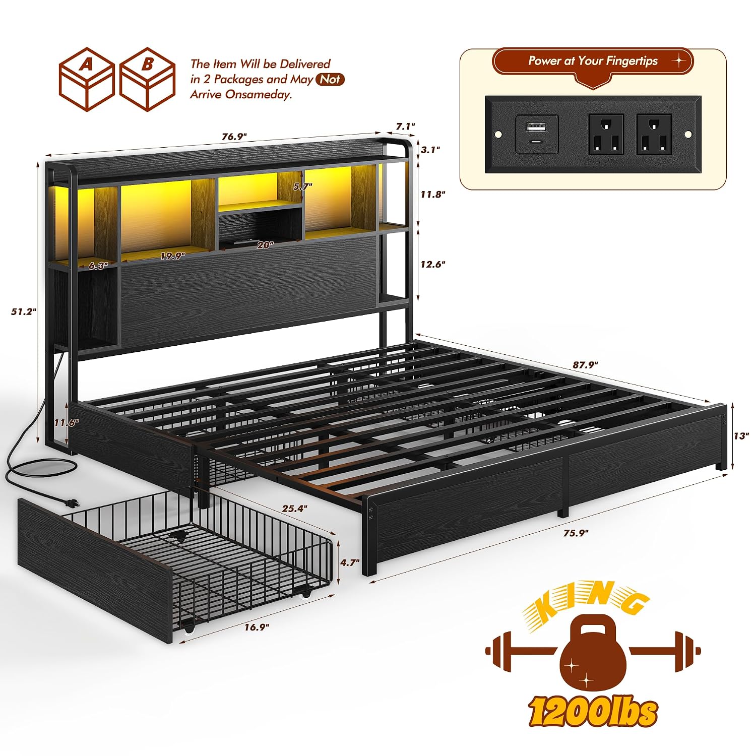 King-Size-Bettgestell mit Stau – King Size Bed Frame With Storage Drawers Bewertung und Preis