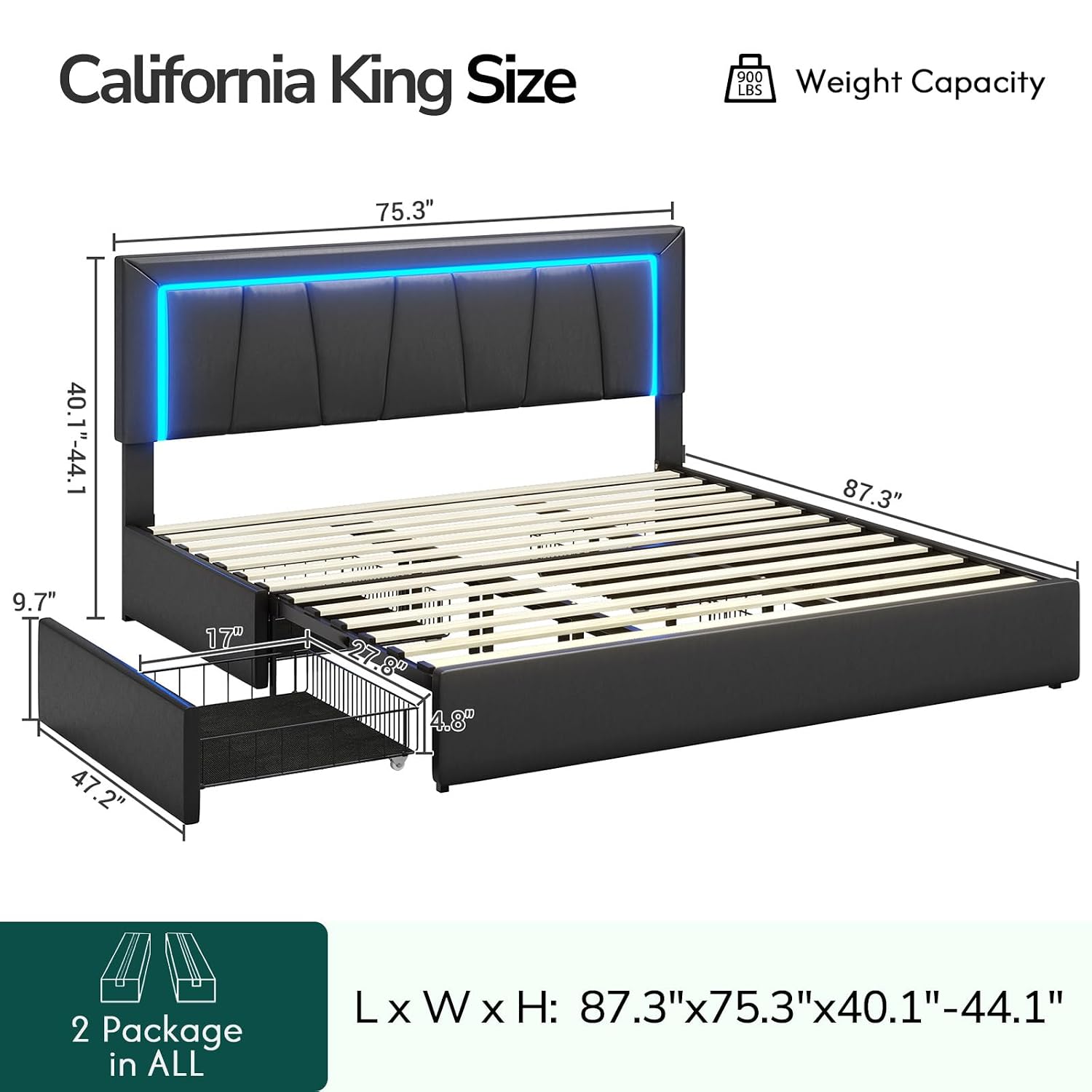 California King Bettgestell mi – King Size Bed Frame With Storage Drawers Bewertung und Preis