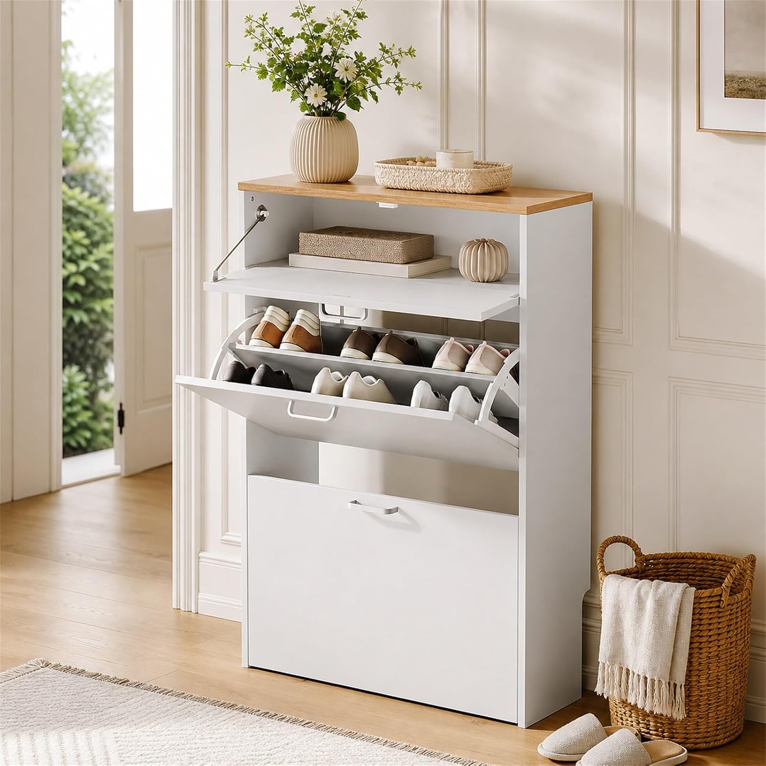 # Schmaler Schuhschrank mit 2  – Shoe Rack Cabinet Narrow Entryway Bewertung und Preis