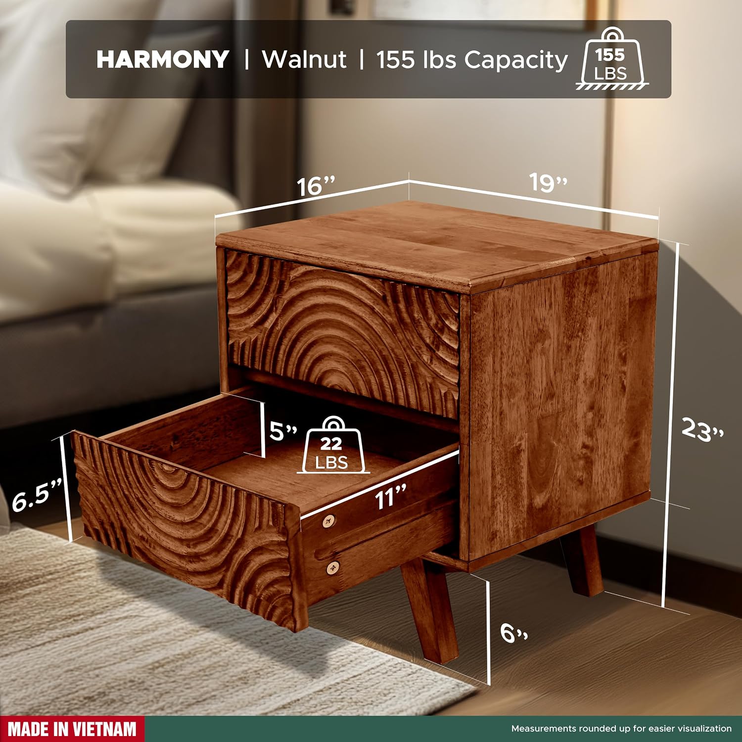Nachttisch aus massivem Akazie – Solid Wood Nightstand 2 Drawers Bewertung und Preis