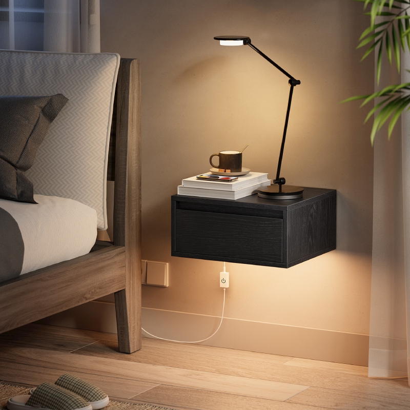 Wandmontierter schwebender Nac – Floating Nightstand With Led Light Bewertung und Preis