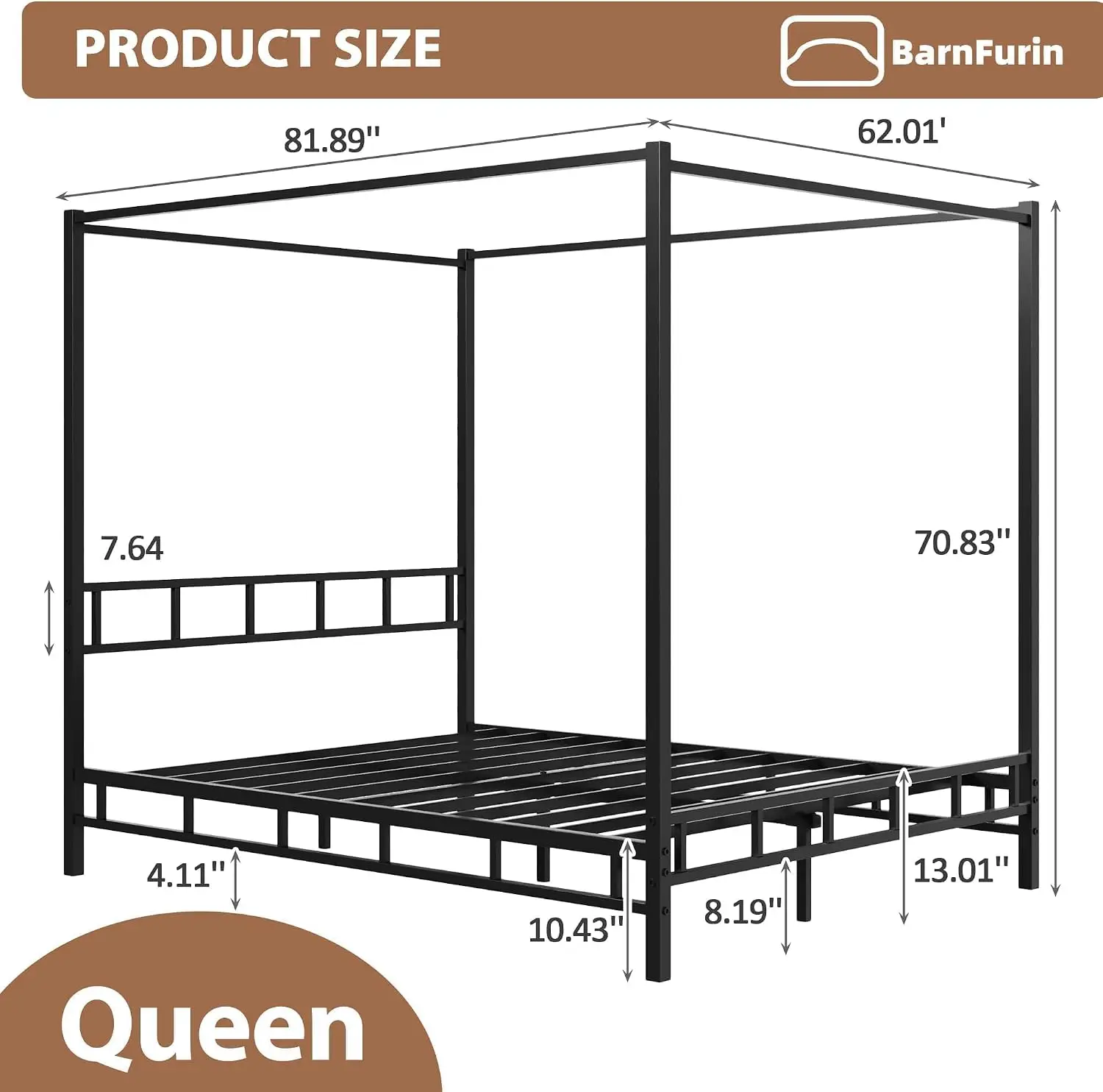 Metall-Himmelbettgestell in Qu – Canopy Bed Frame Metal Queen Bewertung und Preis