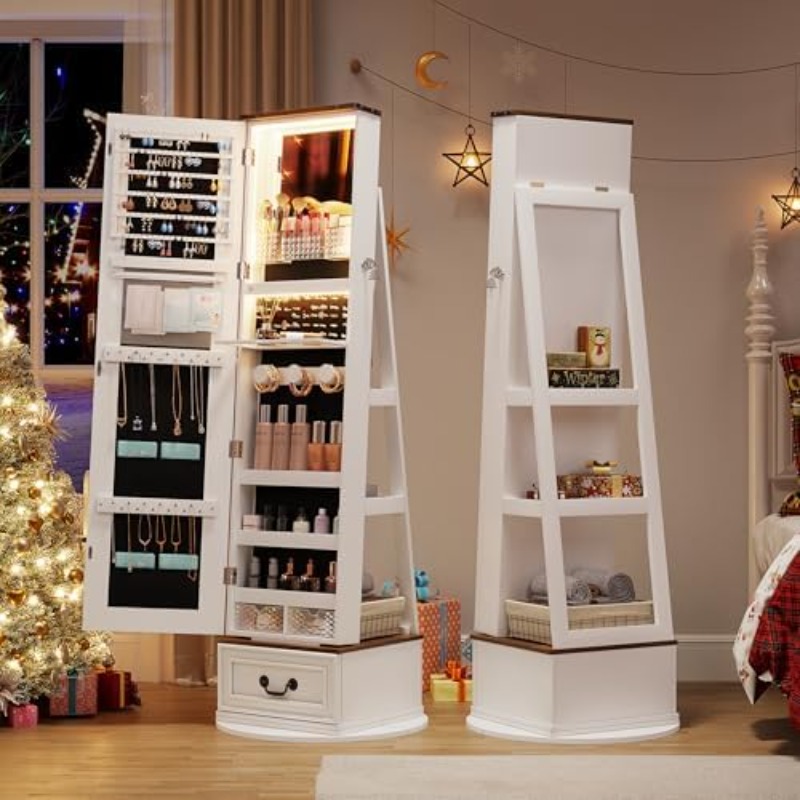 360 ° Drehbarer Schmuckschrank – Full Length Mirror Jewelry Armoire Bewertung und Preis