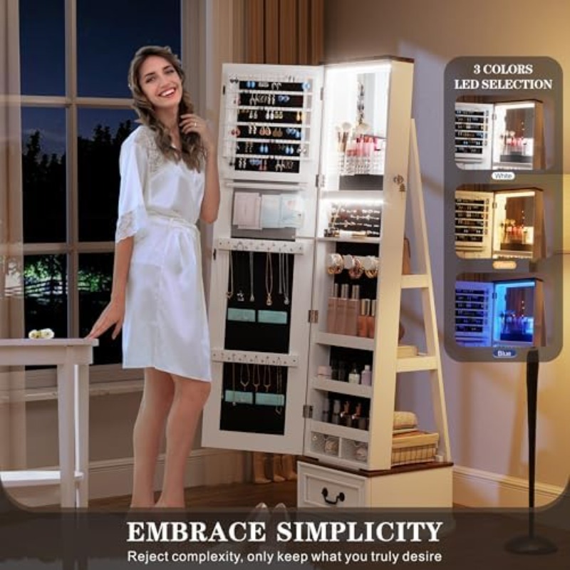 360 ° Drehbarer Schmuckschrank – Full Length Mirror Jewelry Armoire Bewertung und Preis
