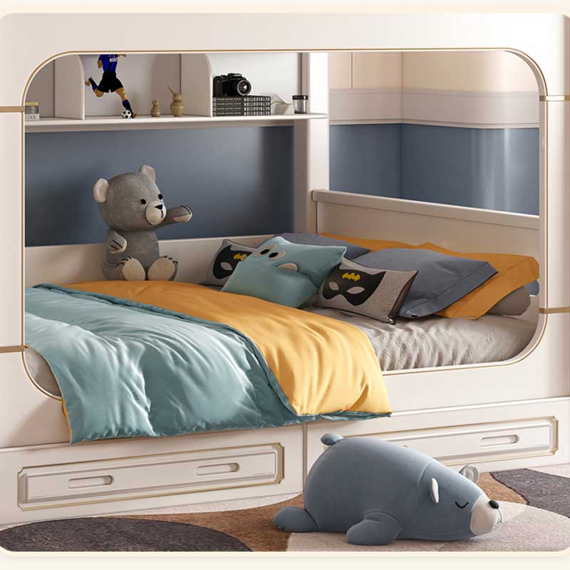Modernes Haus Weiße Kinderzimm – Bunk Bed With Stairs And Slide Bewertung und Preis