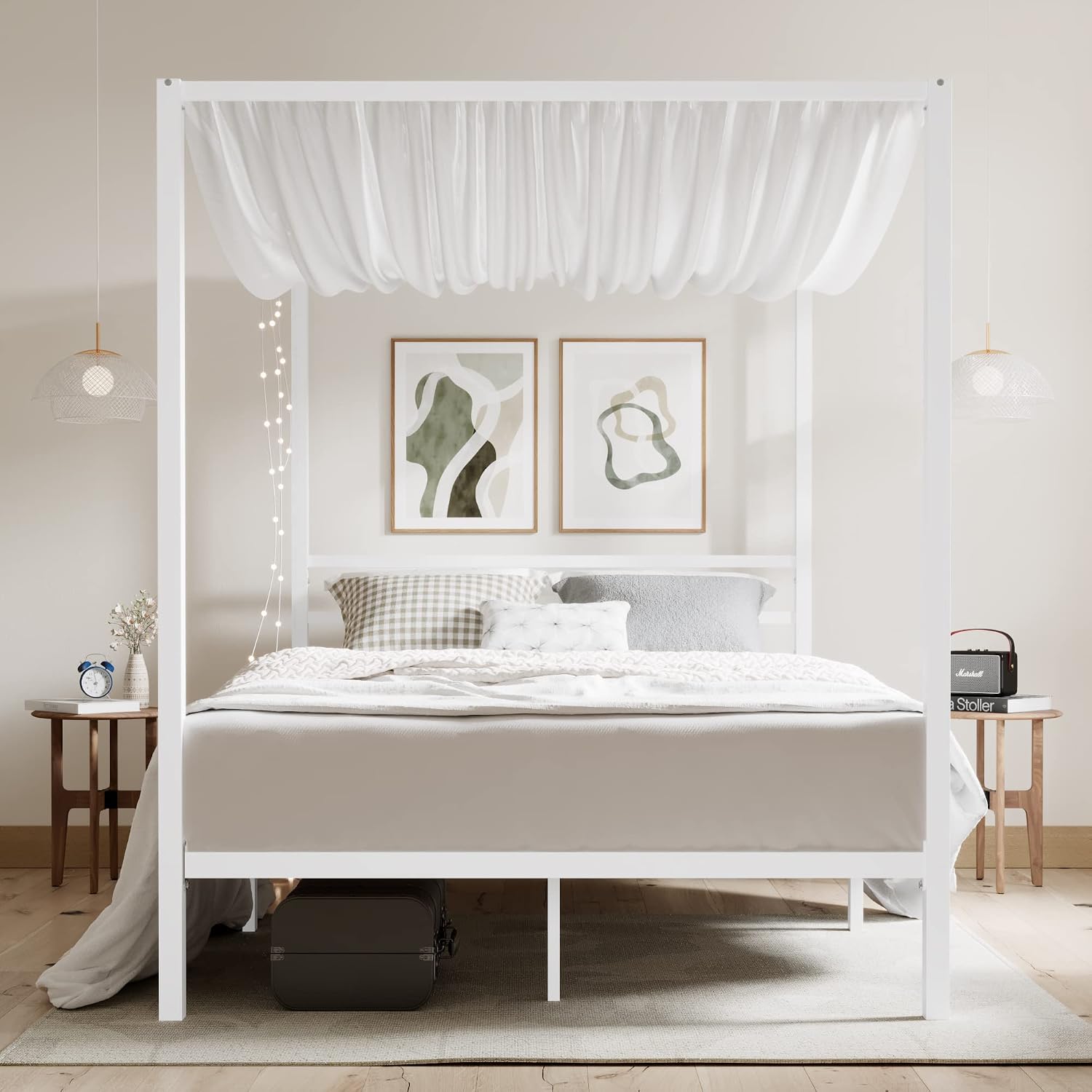 Queen-Size Metall-Himmelbettge – Canopy Bed Frame Metal Queen Bewertung und Preis