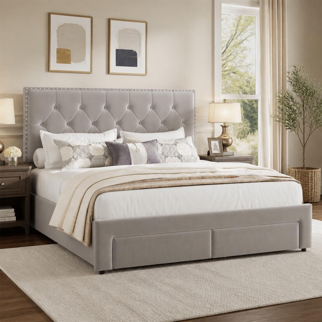 Bettgestell in Kingsize mit 2  – King Size Bed Frame With Storage Drawers Bewertung und Preis