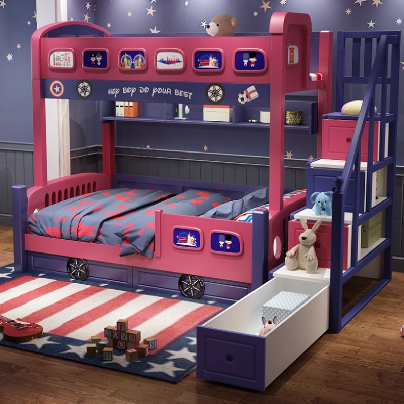 Modernes Mädchen-Kleinkindbett – Bunk Bed With Stairs And Slide Bewertung und Preis