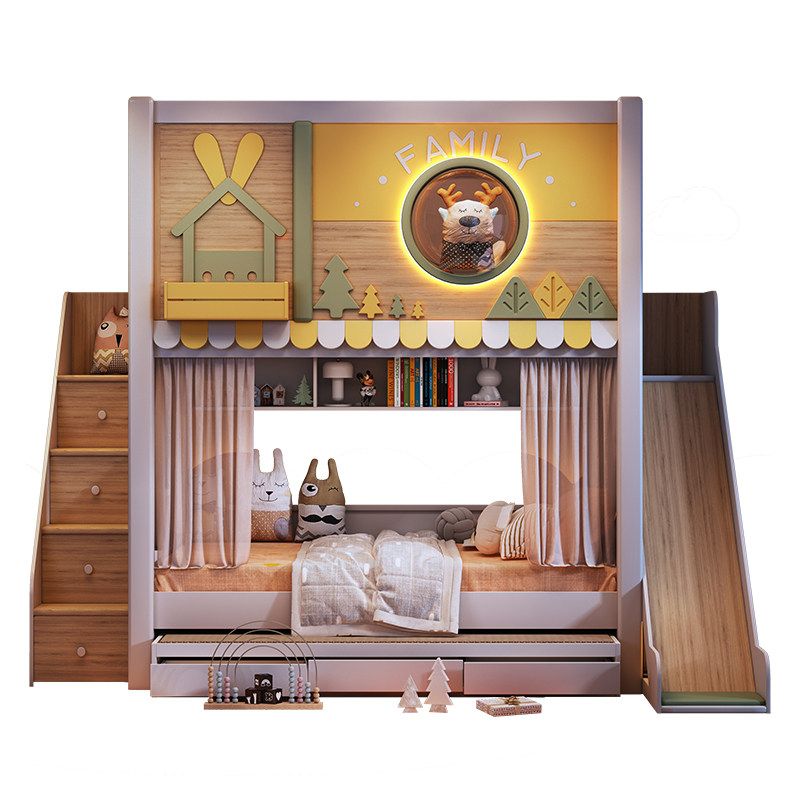 Modernes Kinder-Etagenbett im  – Bunk Bed With Stairs And Slide Bewertung und Preis