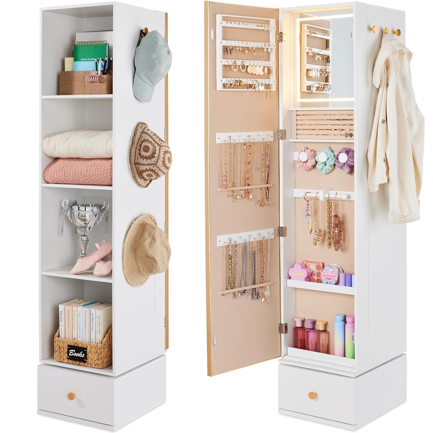Drehbarer Spiegel mit Aufbewah – Full Length Mirror Jewelry Armoire Bewertung und Preis
