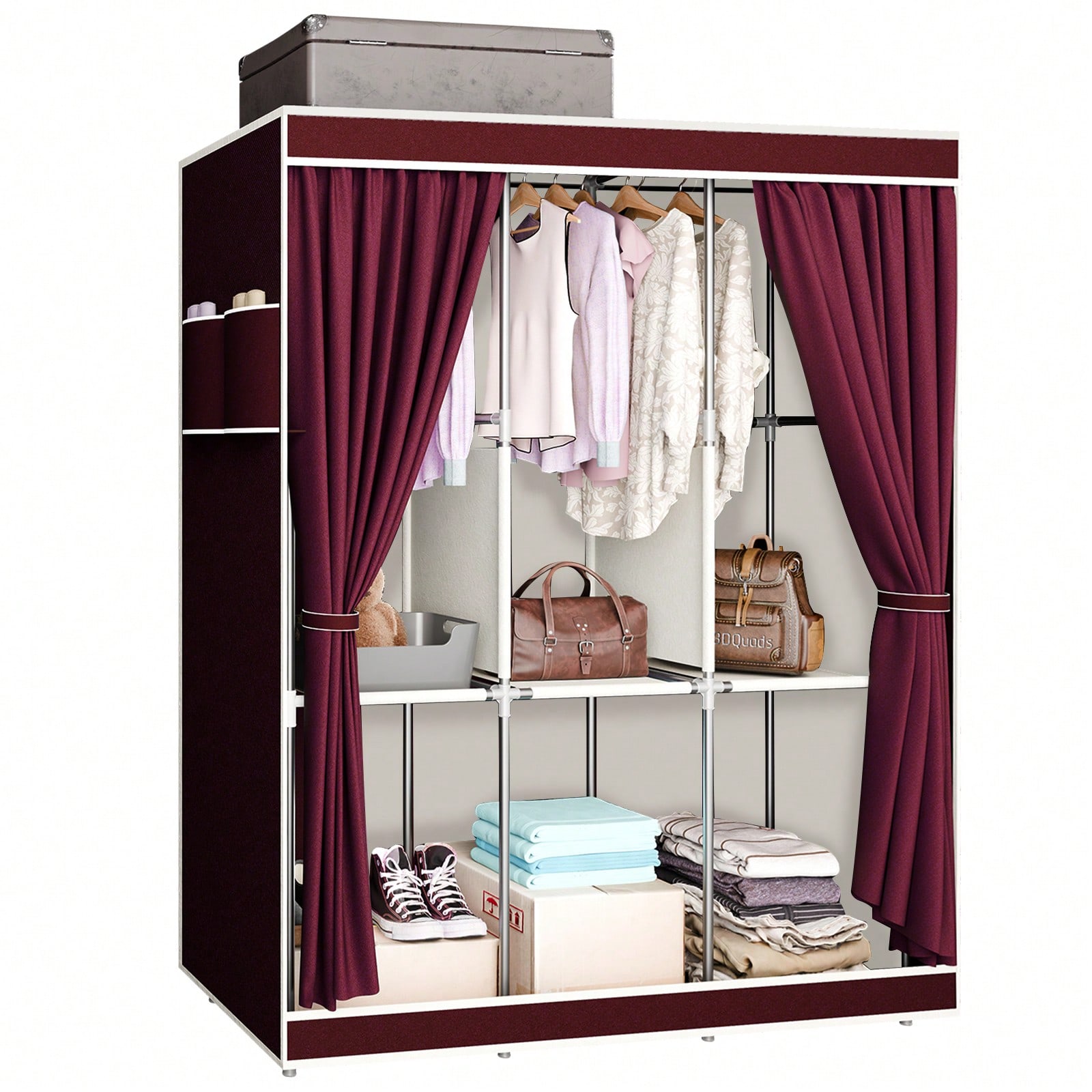 65-Zoll tragbarer Kleiderschra – Wardrobe Closet Portable Fabric Cover Bewertung und Preis