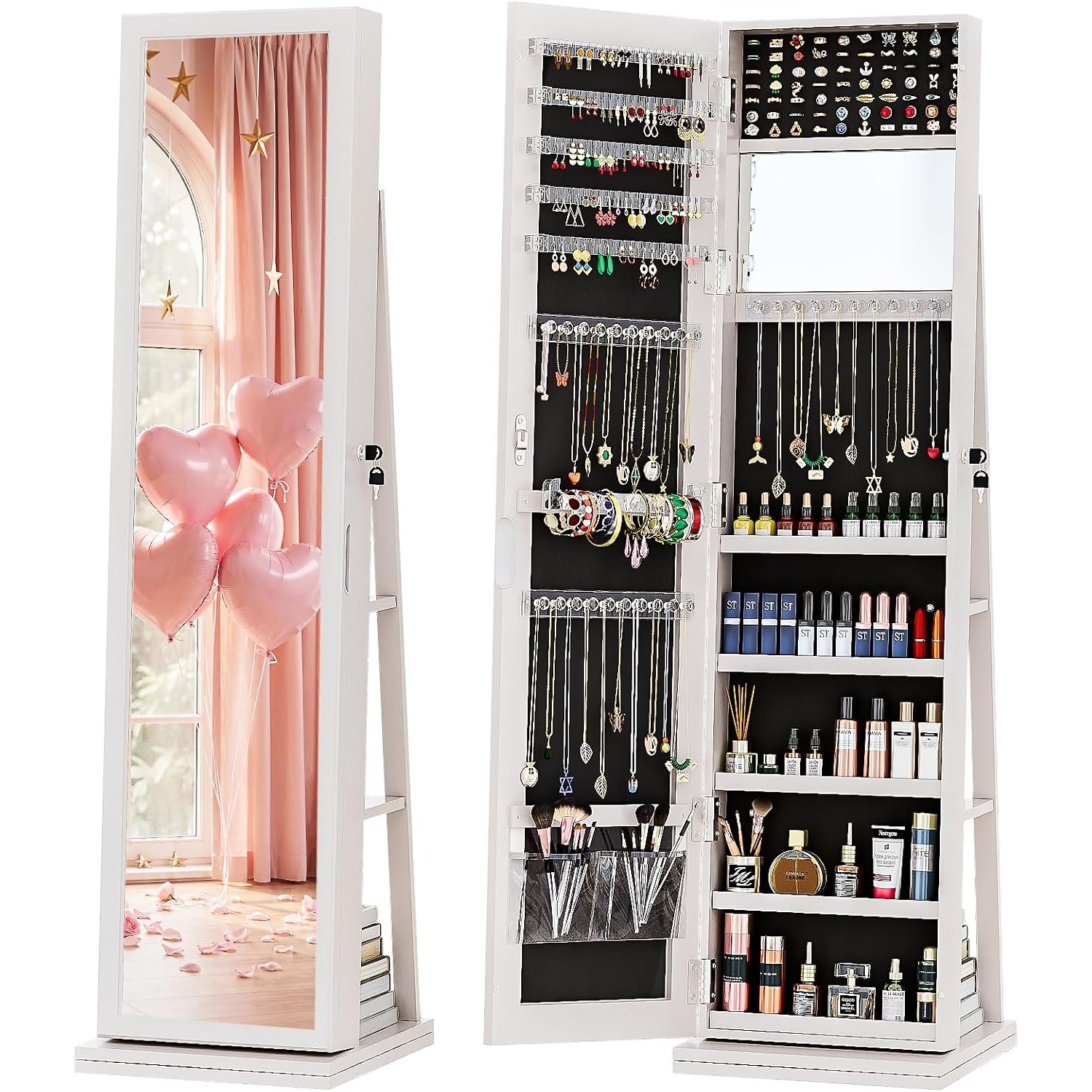 4-in-1 Schmuckschrank, abschli – Full Length Mirror Jewelry Armoire Bewertung und Preis