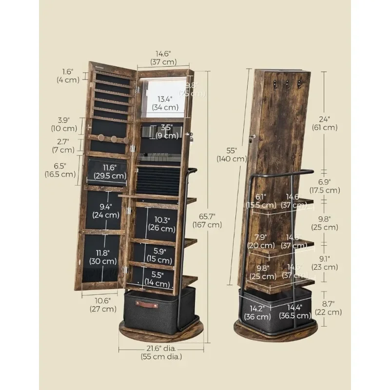 l 360° °   Drehbarer, verspieg – Full Length Mirror Jewelry Armoire Bewertung und Preis